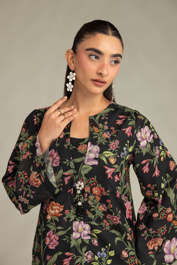 Black Floral Kurta