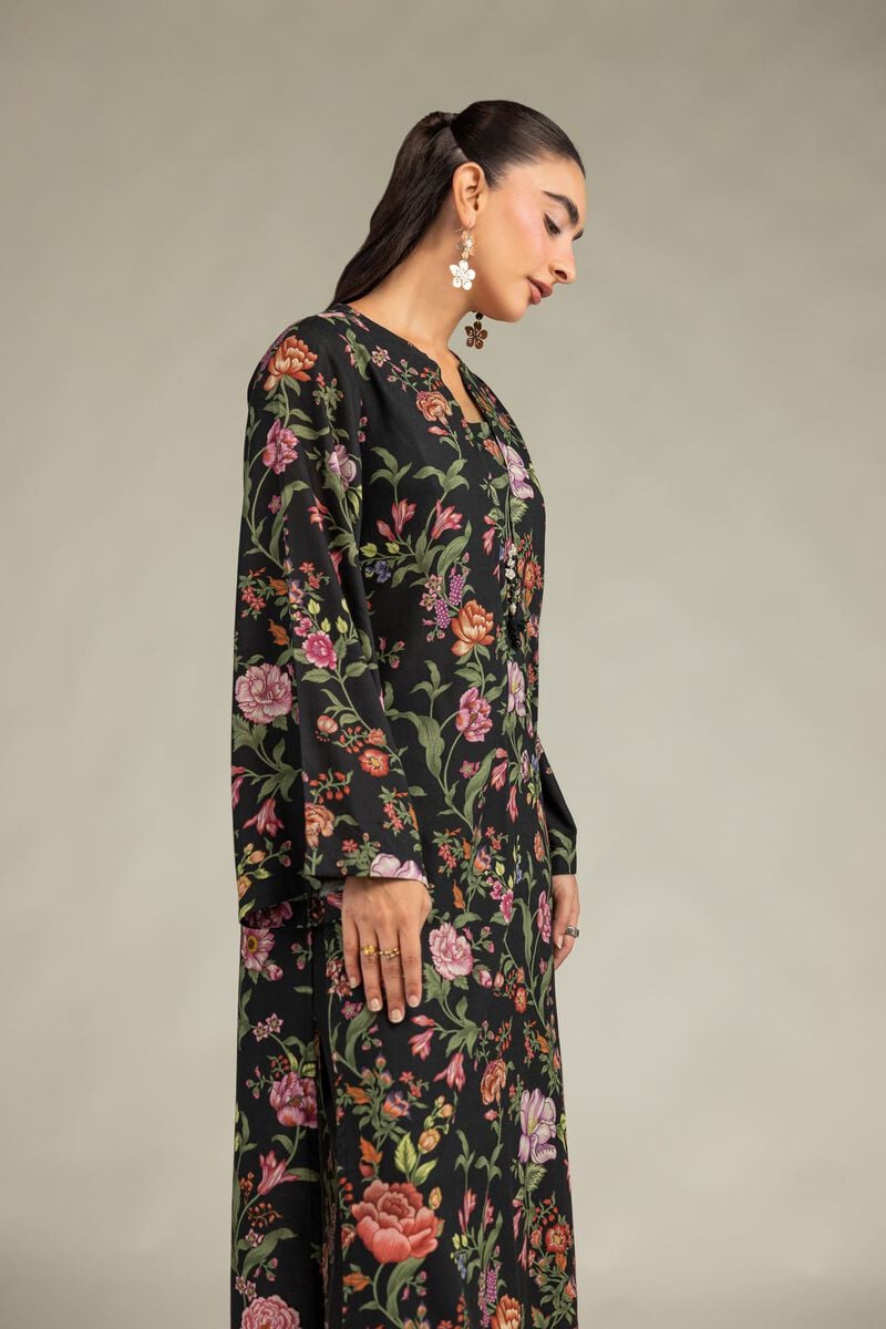 Black Floral Kurta