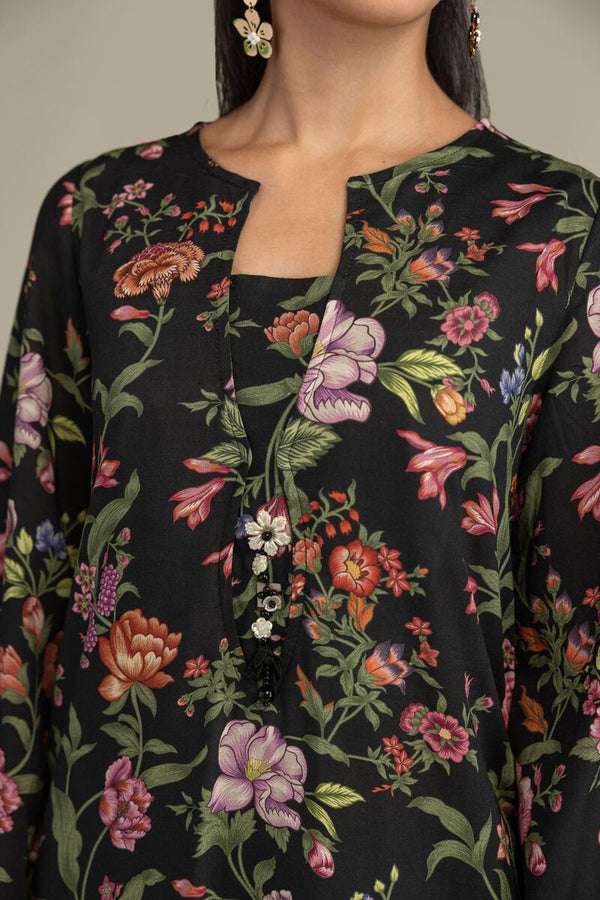 Black Floral Kurta