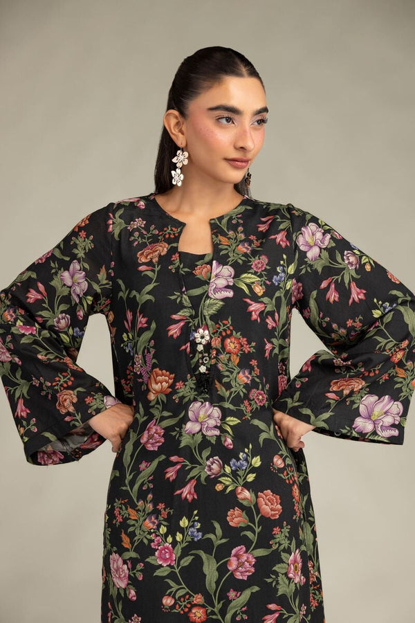 Black Floral Kurta