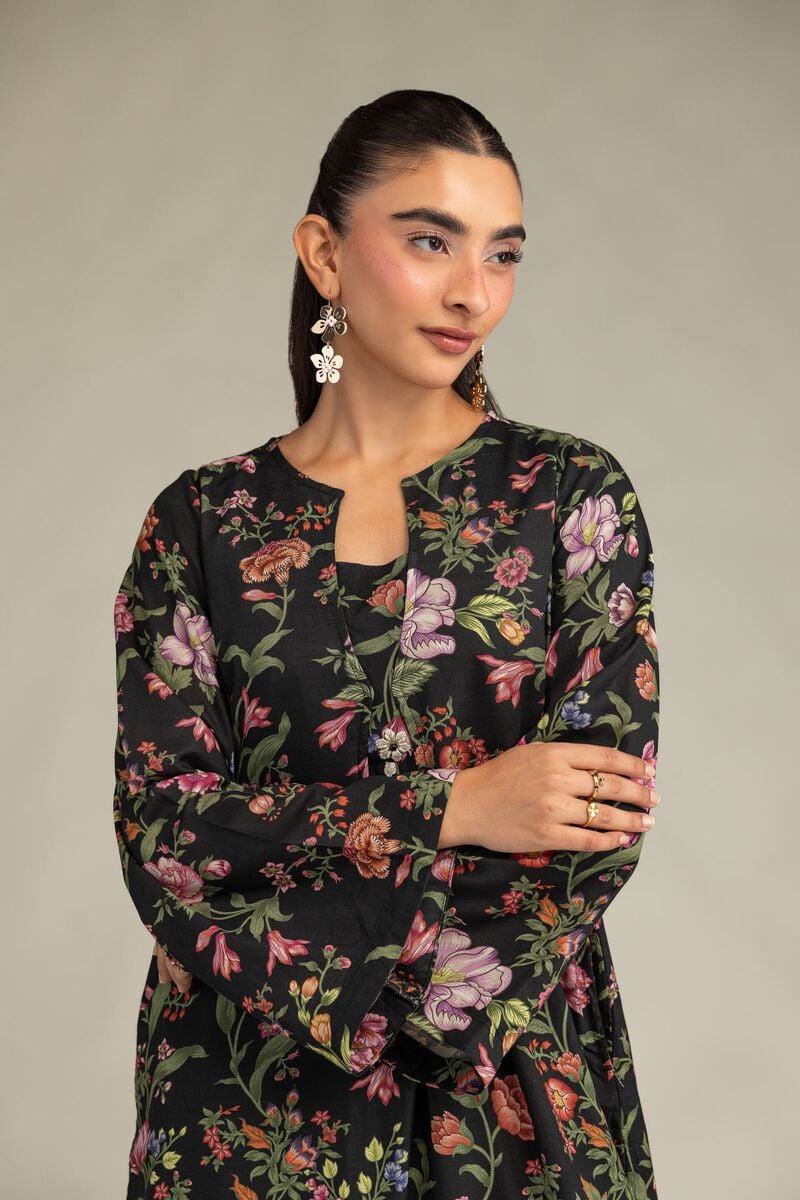 Black Floral Kurta