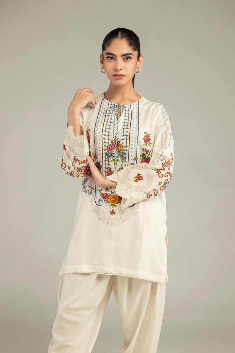 Silk Floral Kurta