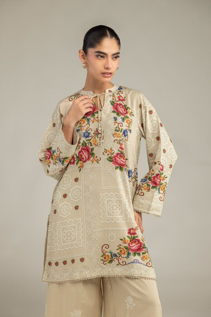 Floral Beige Kurta