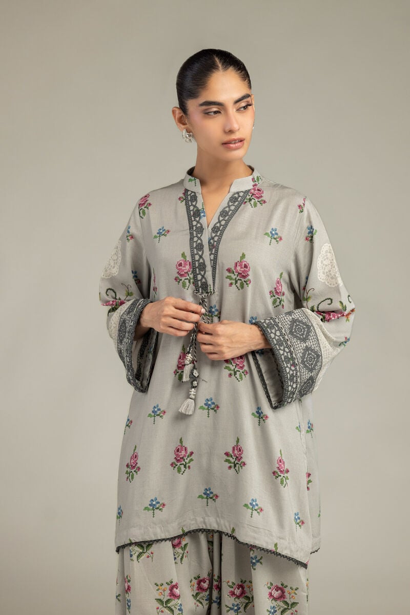 Floral Gray Kurta