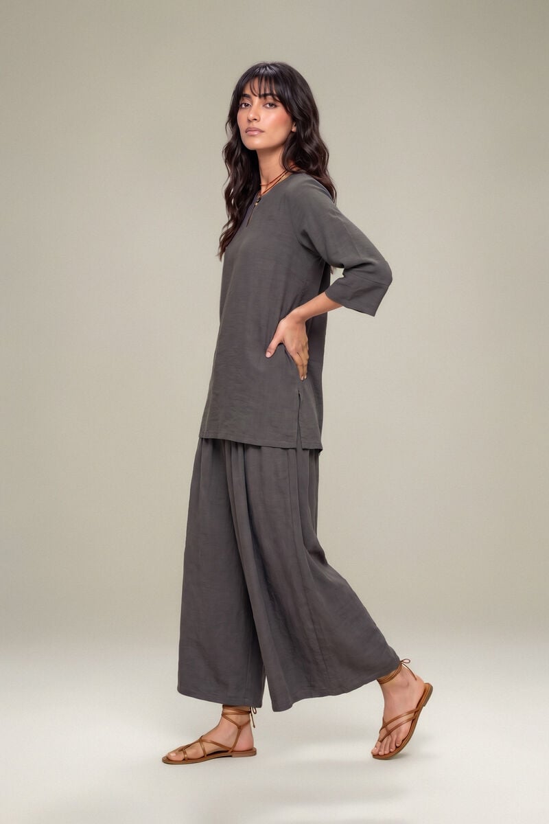 Gray Solid Trousers