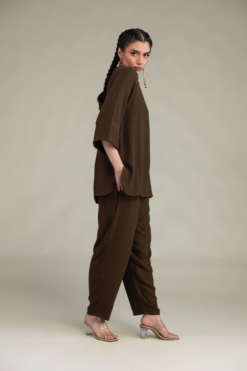 Brown Solid Trousers
