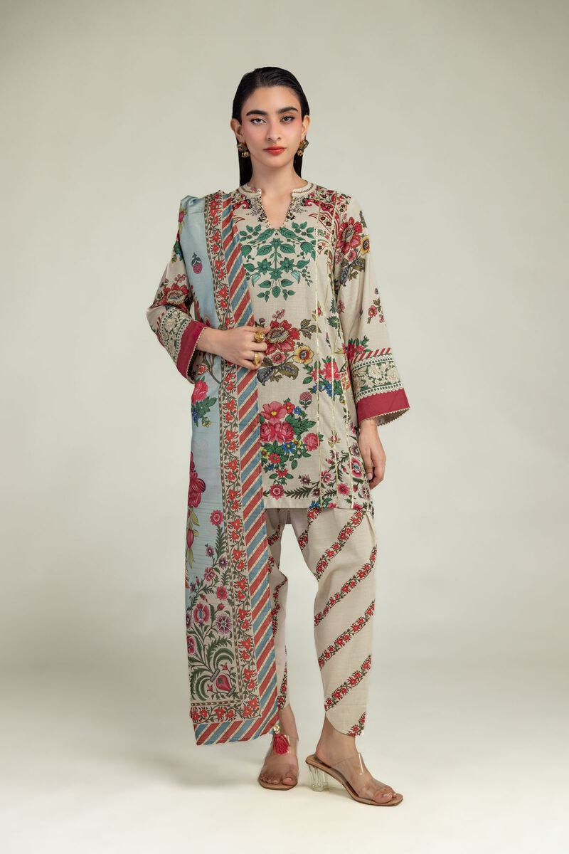 Beige Floral Shalwar