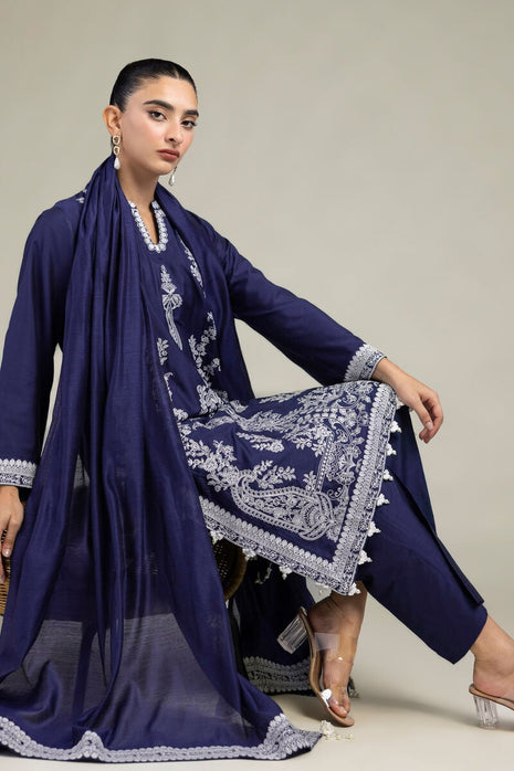 Navy Floral Kurta