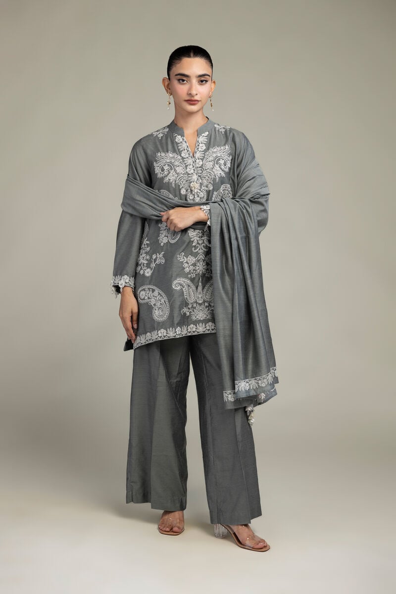Gray Solid Pants