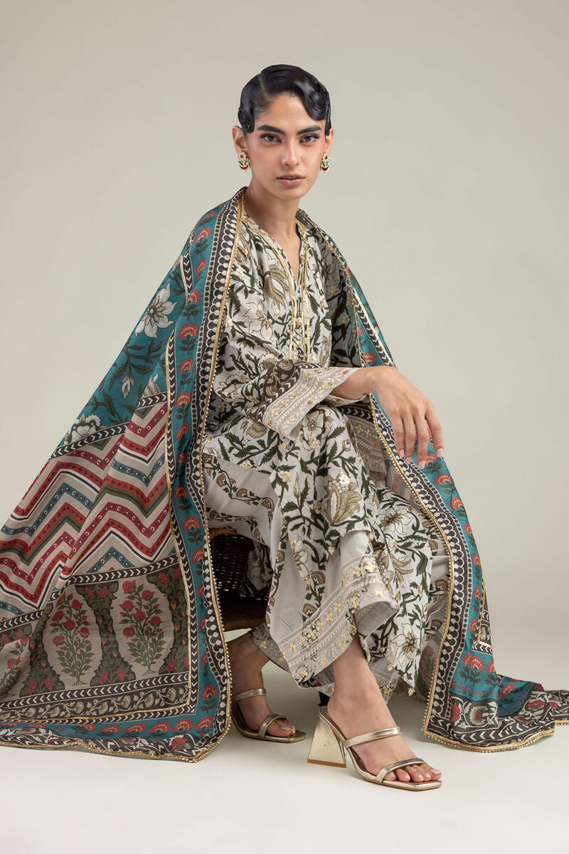Floral Silk Kurta