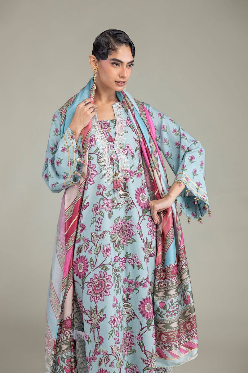Blue Silk Kurta