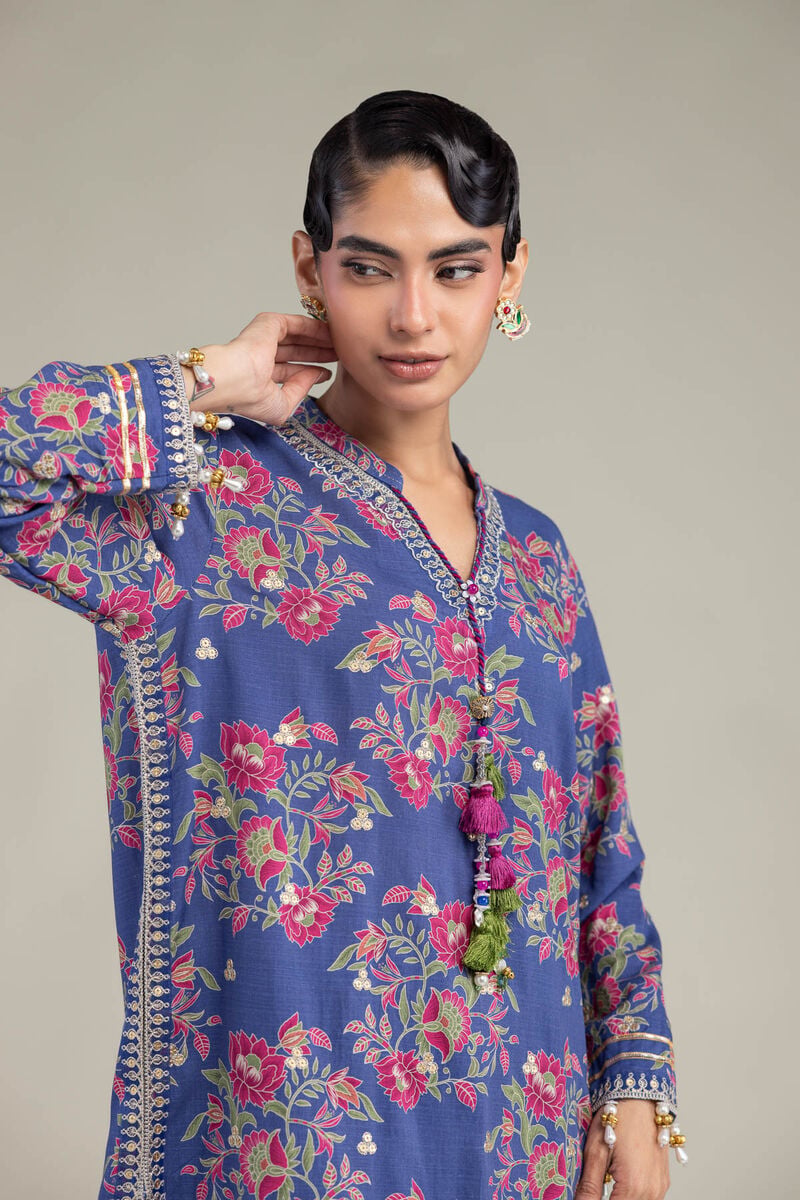 Blue V-Neck Kurta