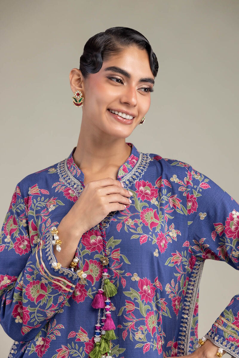 Blue V-Neck Kurta