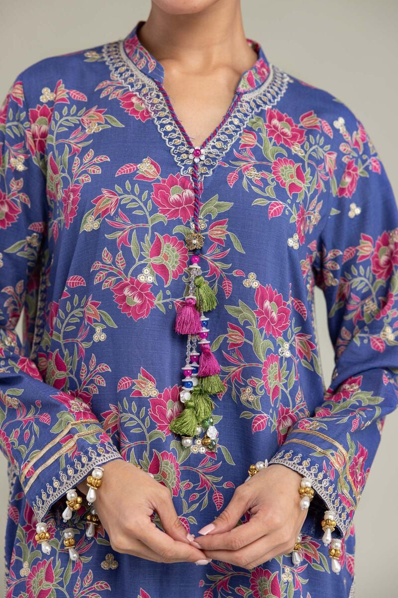 Blue V-Neck Kurta