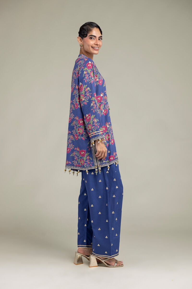 Blue V-Neck Kurta