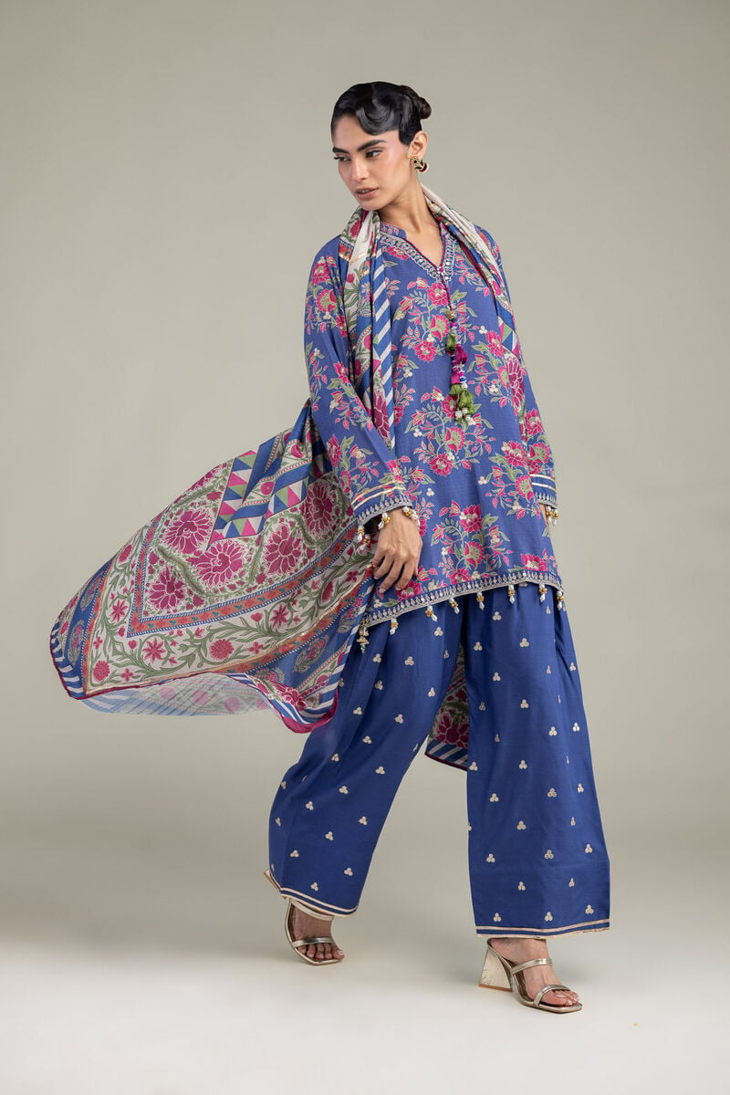 Blue Silk Shalwar