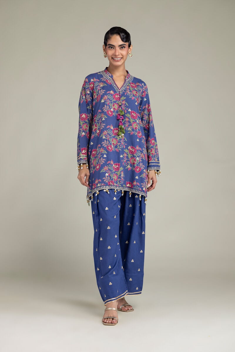 Blue Silk Shalwar