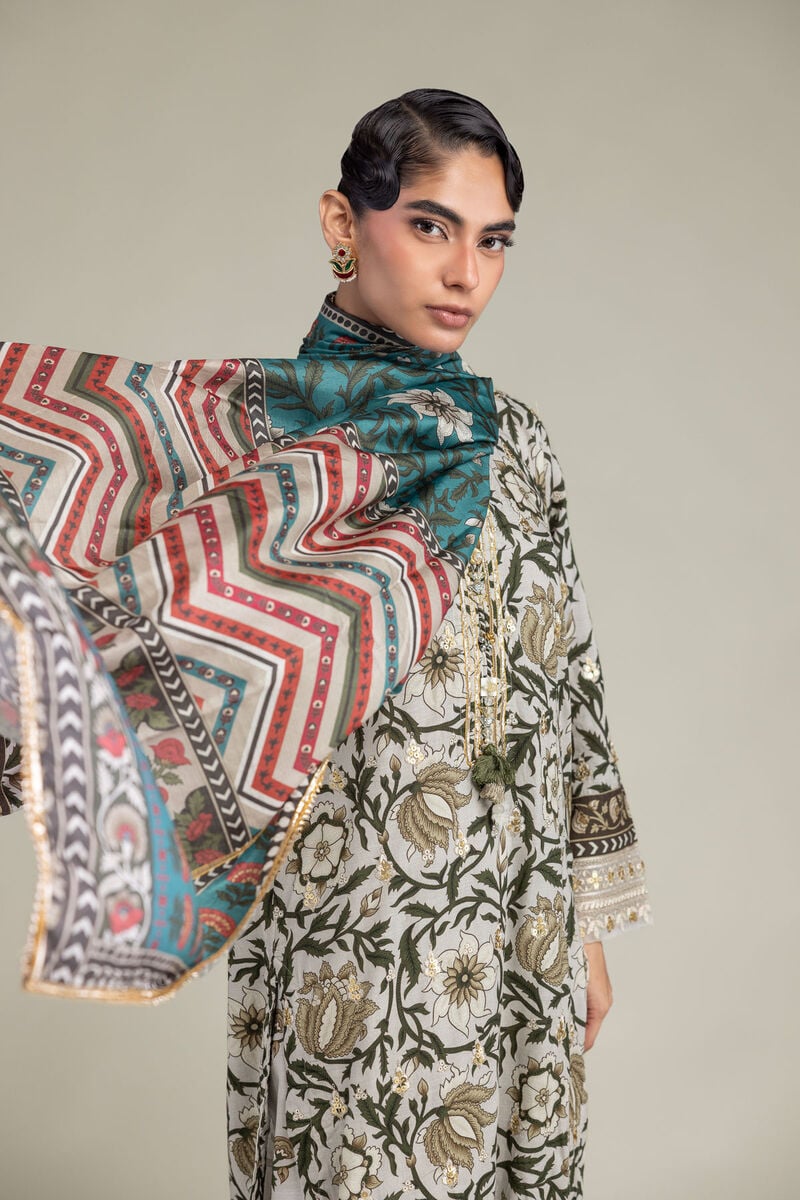 Floral Teal Dupatta