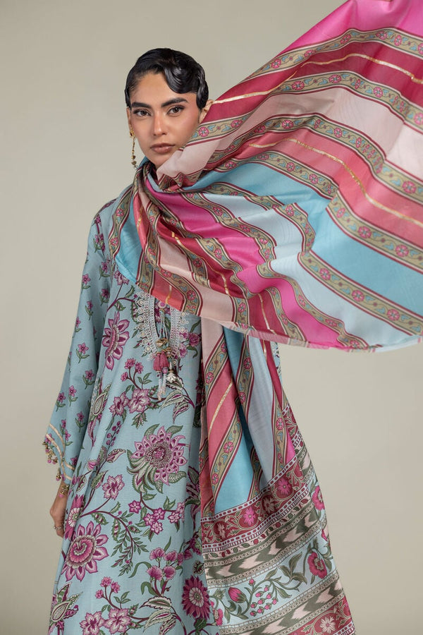 Blue Floral Dupatta