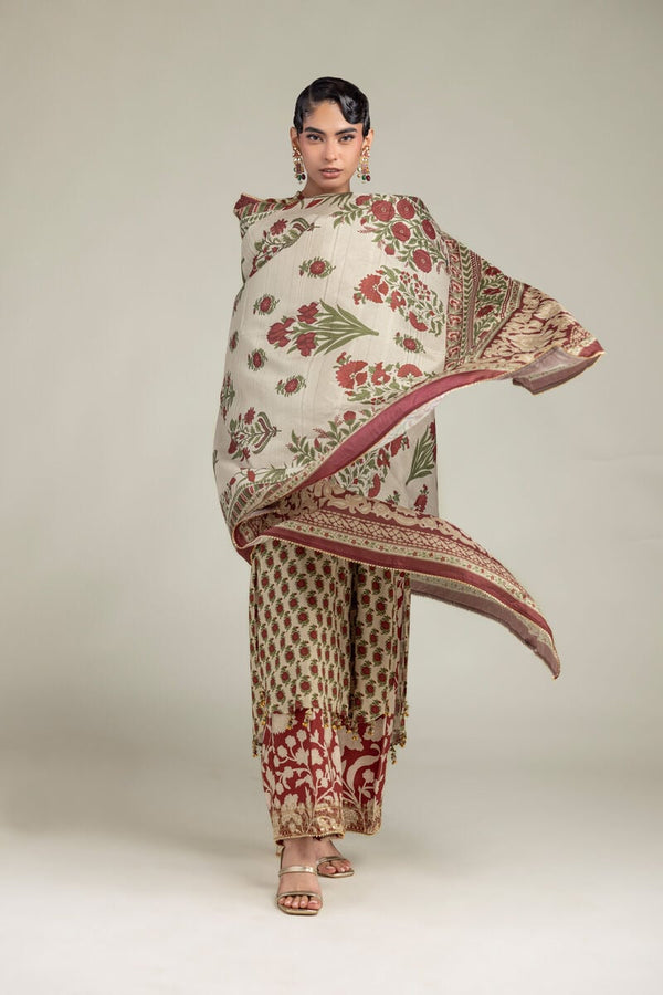 Floral Silk Dupatta