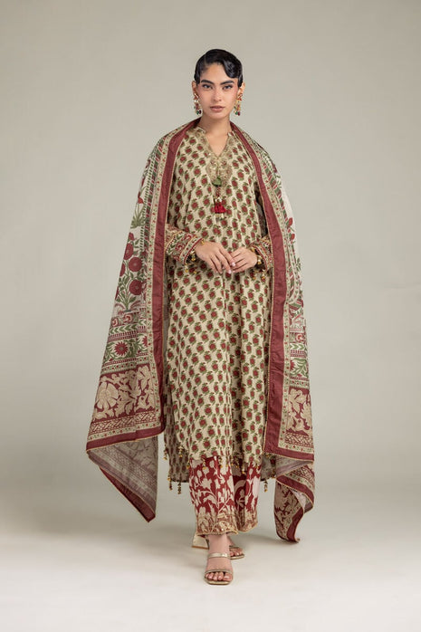 Floral Silk Dupatta