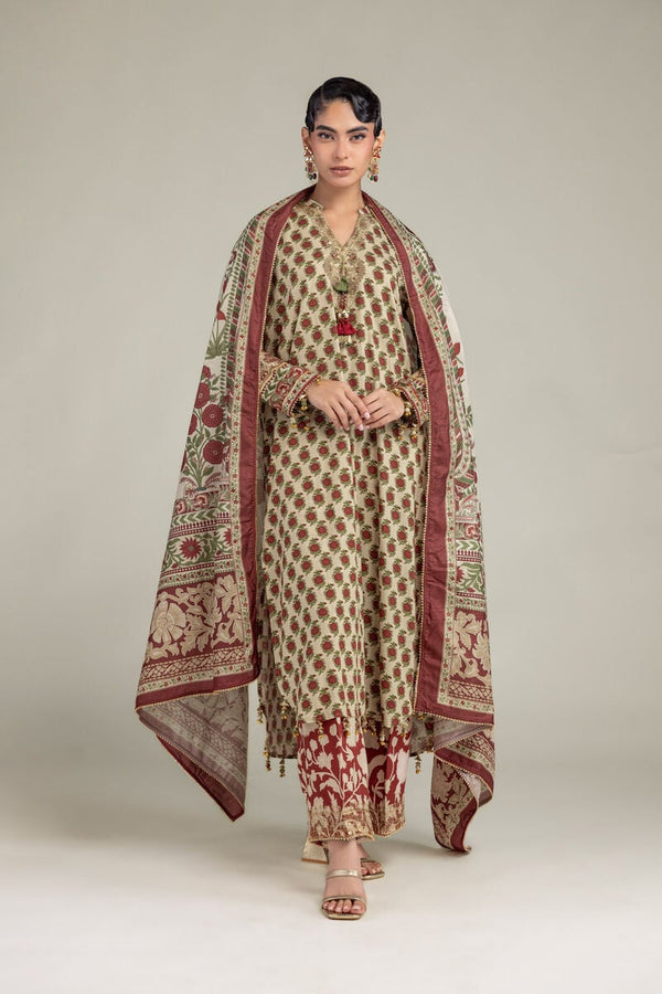 Floral Silk Dupatta