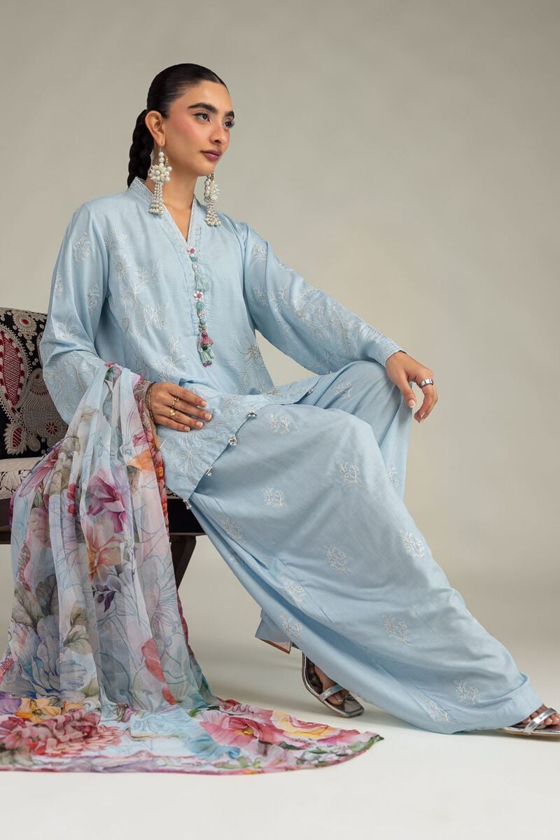 Blue Floral Kurta