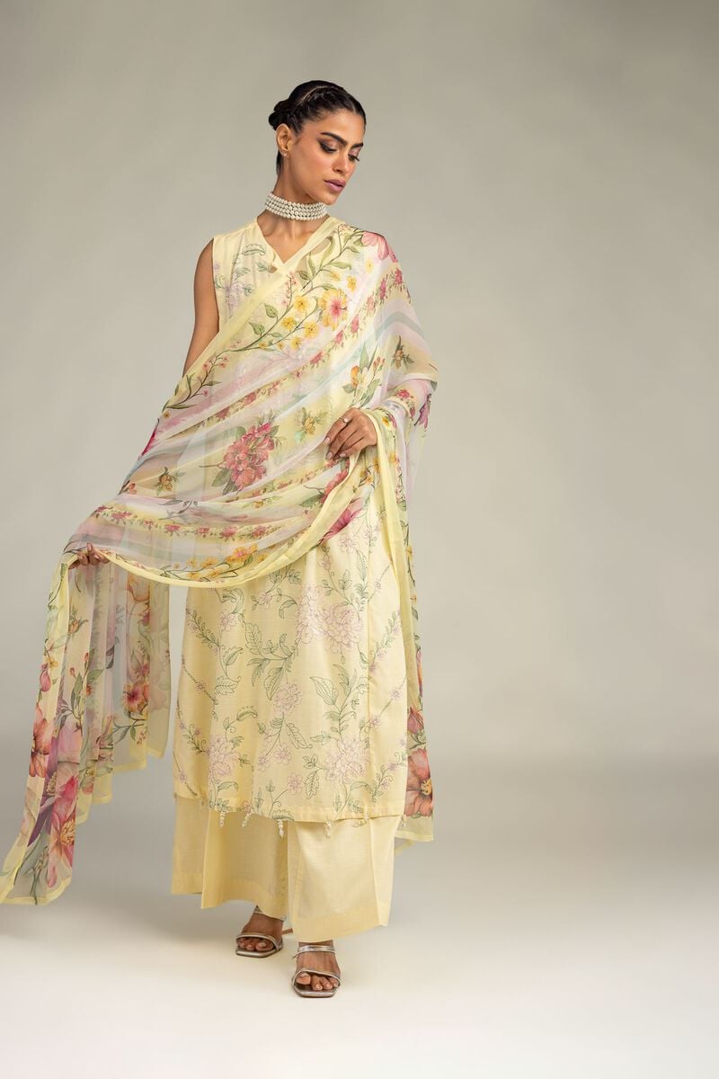Yellow Sleeveless Kurta