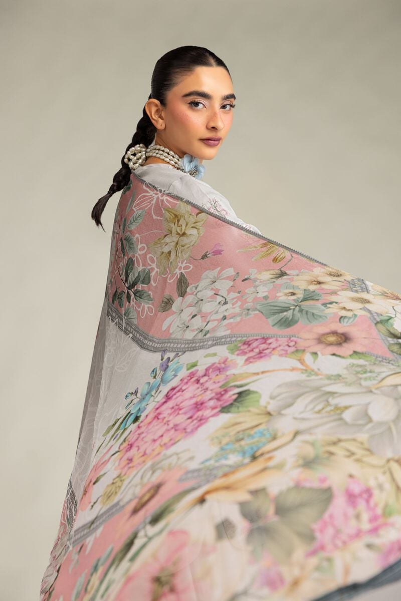 Floral Gray Dupatta