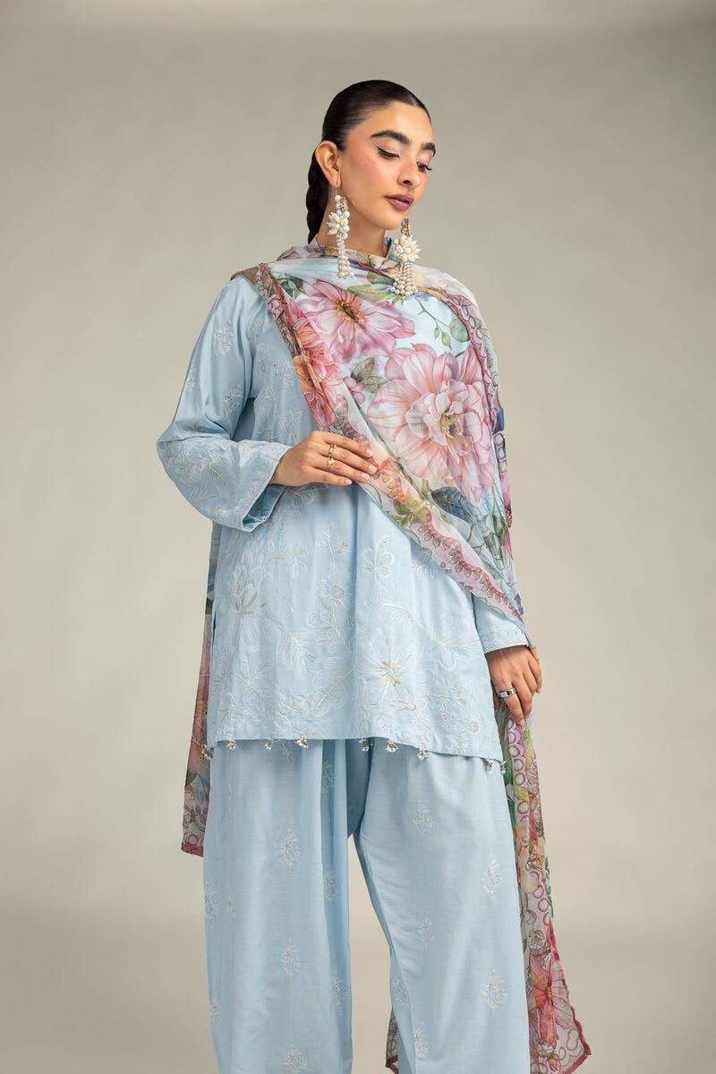 Floral Blue Dupatta