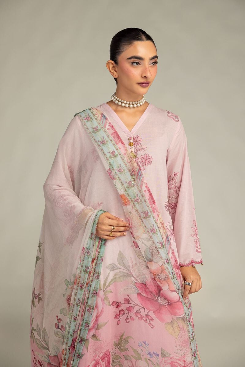 Pink Floral Dupatta