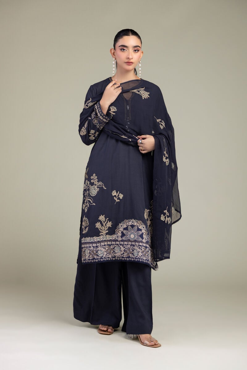 Floral Navy Kurta