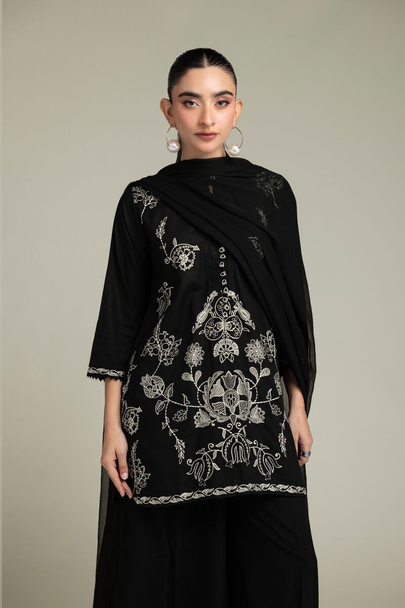 Black Floral Kurta