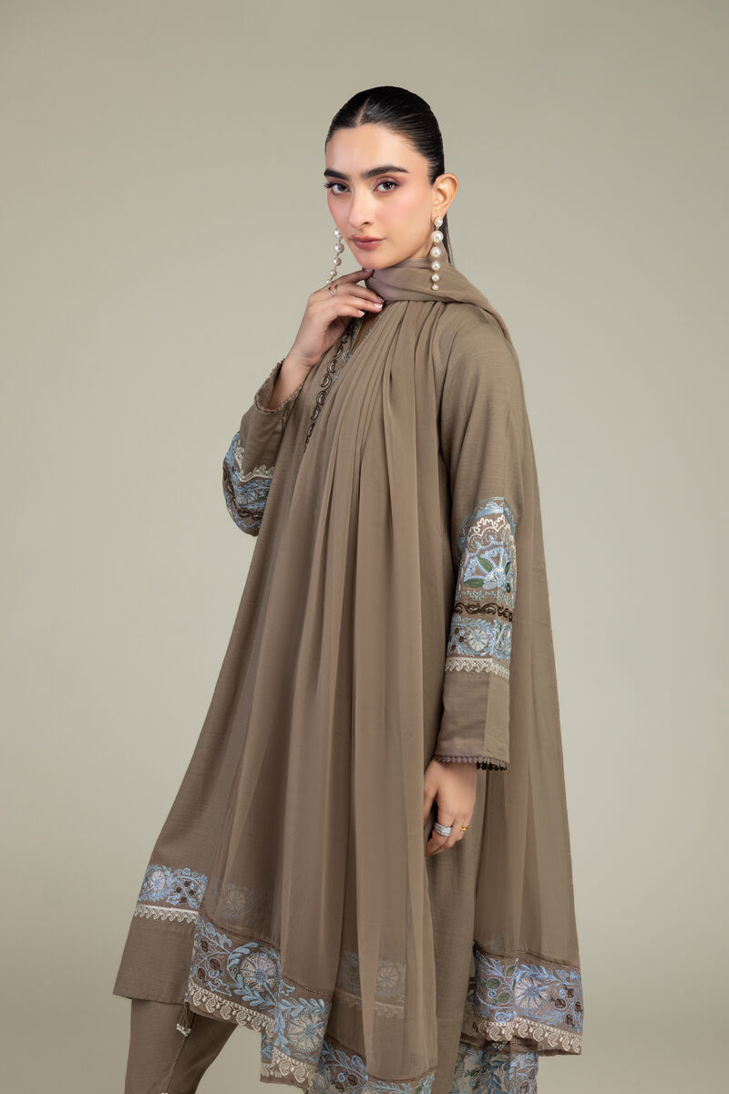 Brown Floral Dupatta