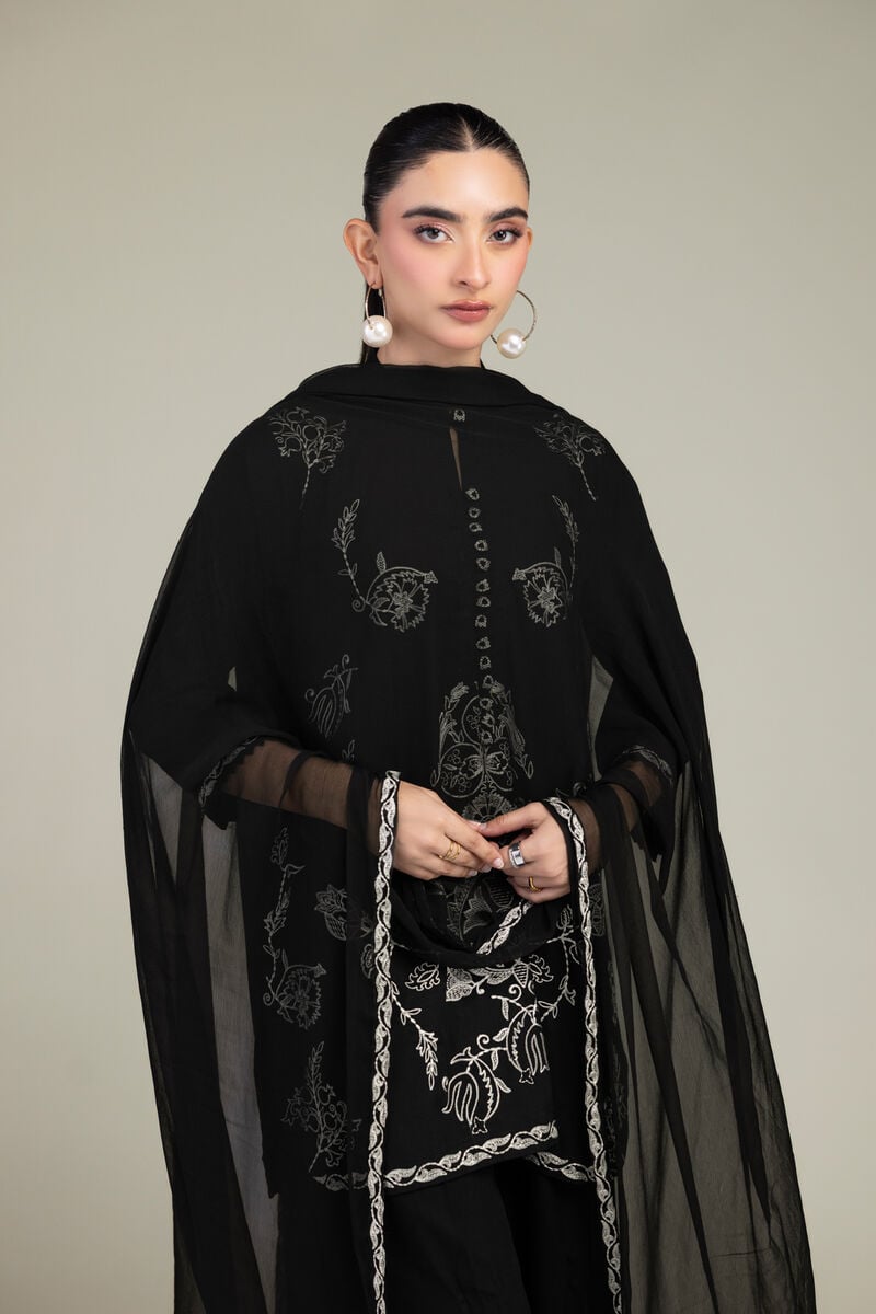 Black Chiffon Dupatta