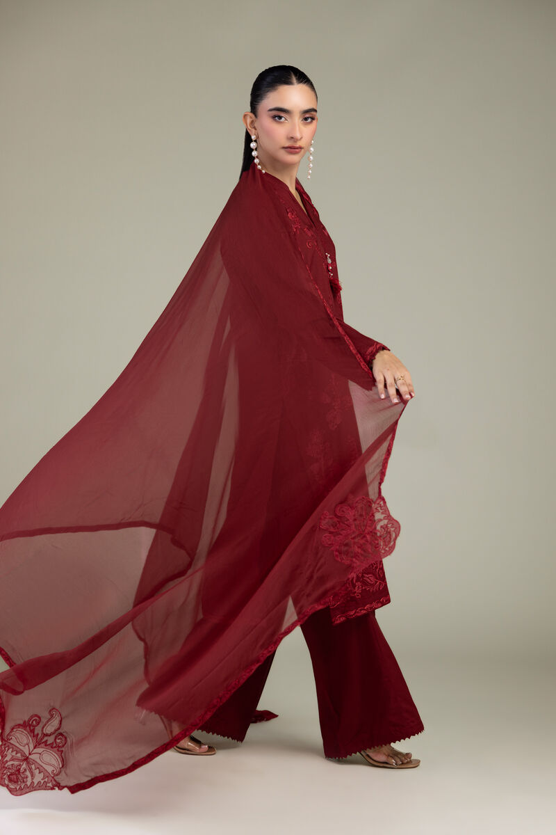 Maroon Chiffon Dupatta