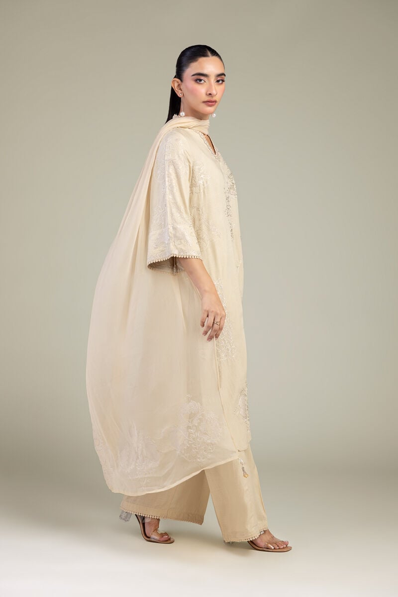 Beige Floral Dupatta
