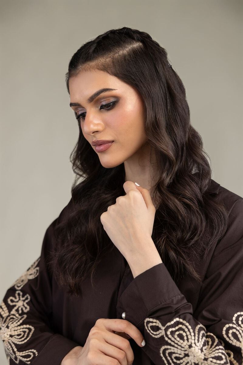 Brown V-Neck Blouse