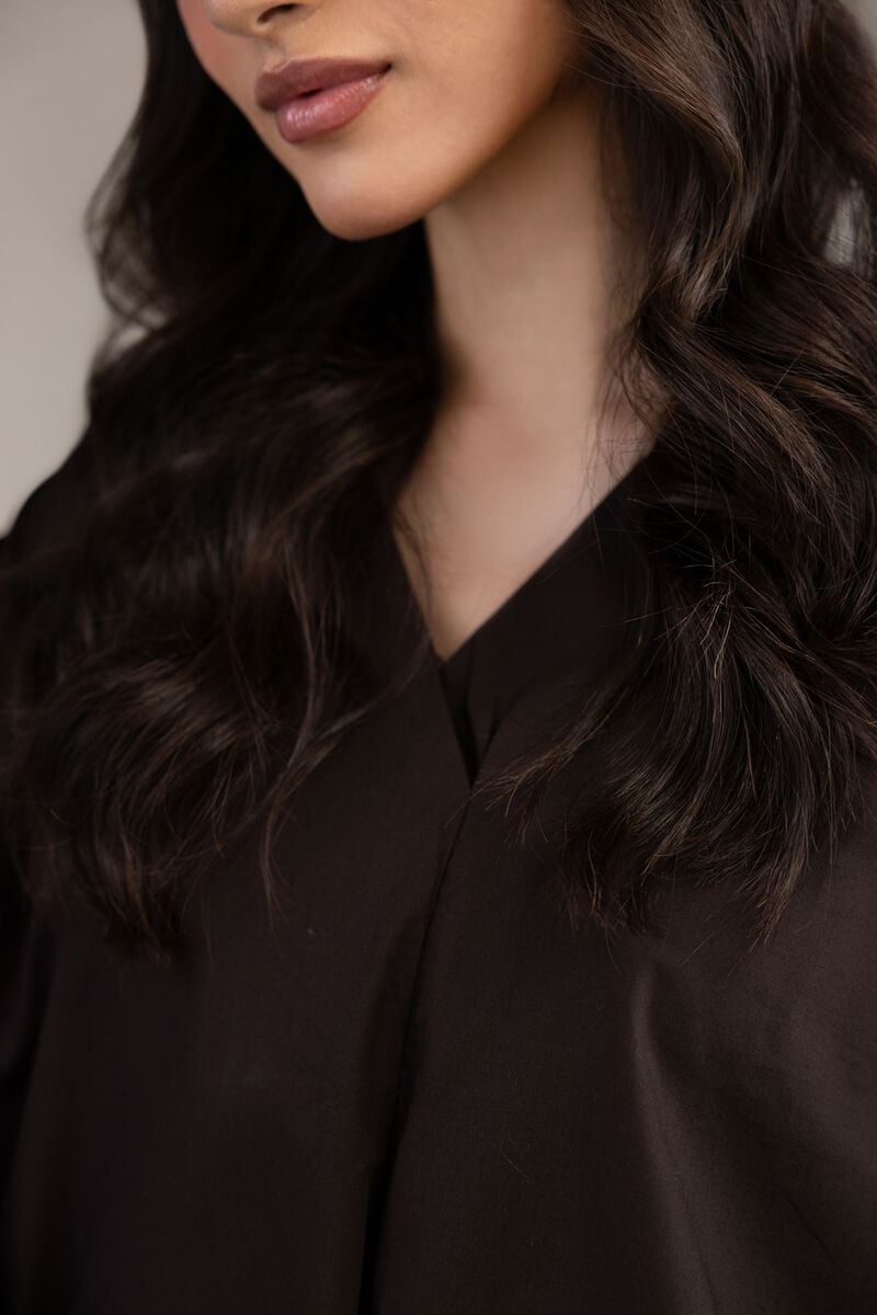 Brown V-Neck Blouse