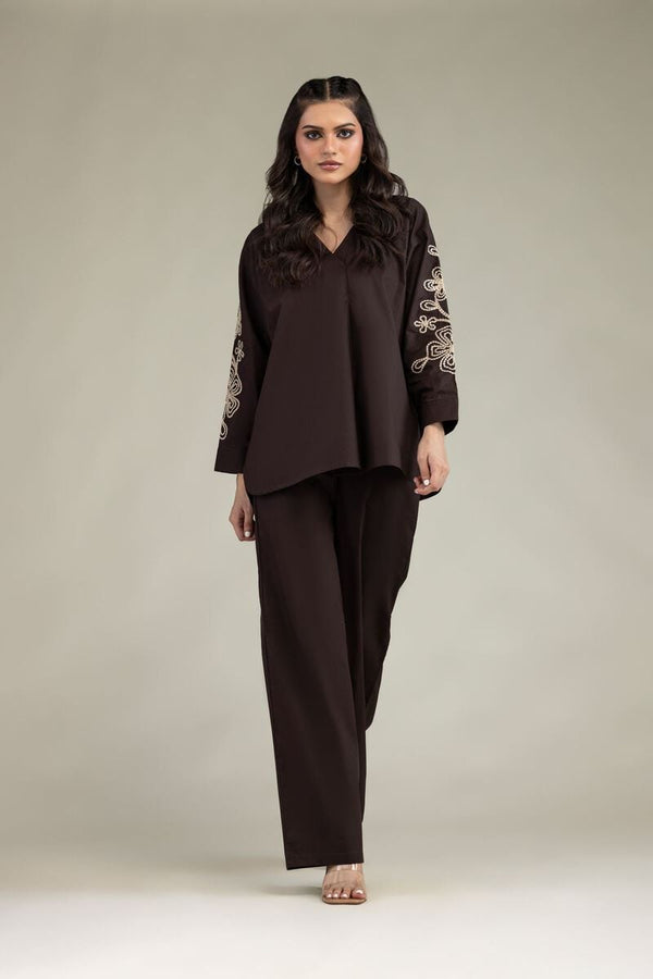 Brown V-Neck Blouse