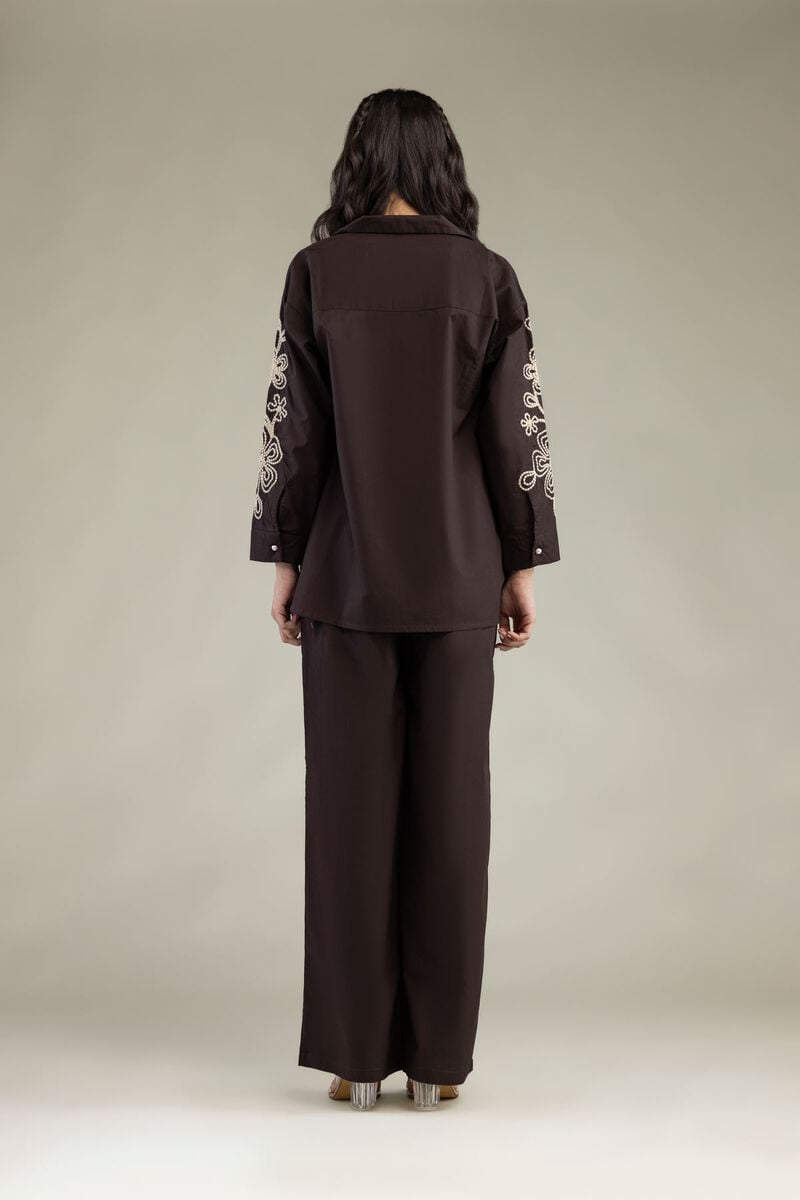 Brown V-Neck Blouse