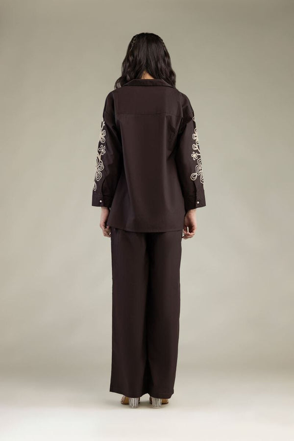 Brown V-Neck Blouse