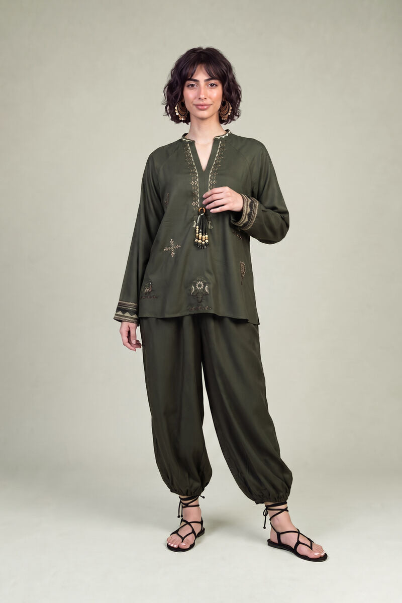 V-Neck Olive Tunic