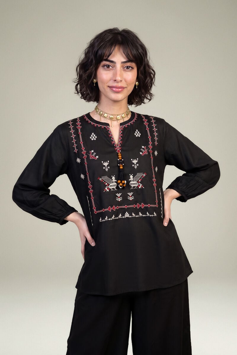 Black V-Neck Blouse