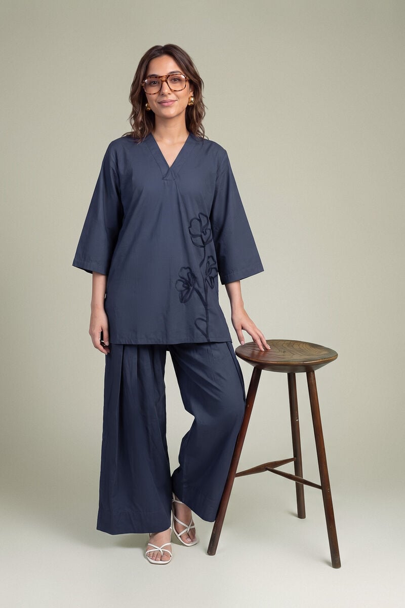 Navy Poplin Shalwar