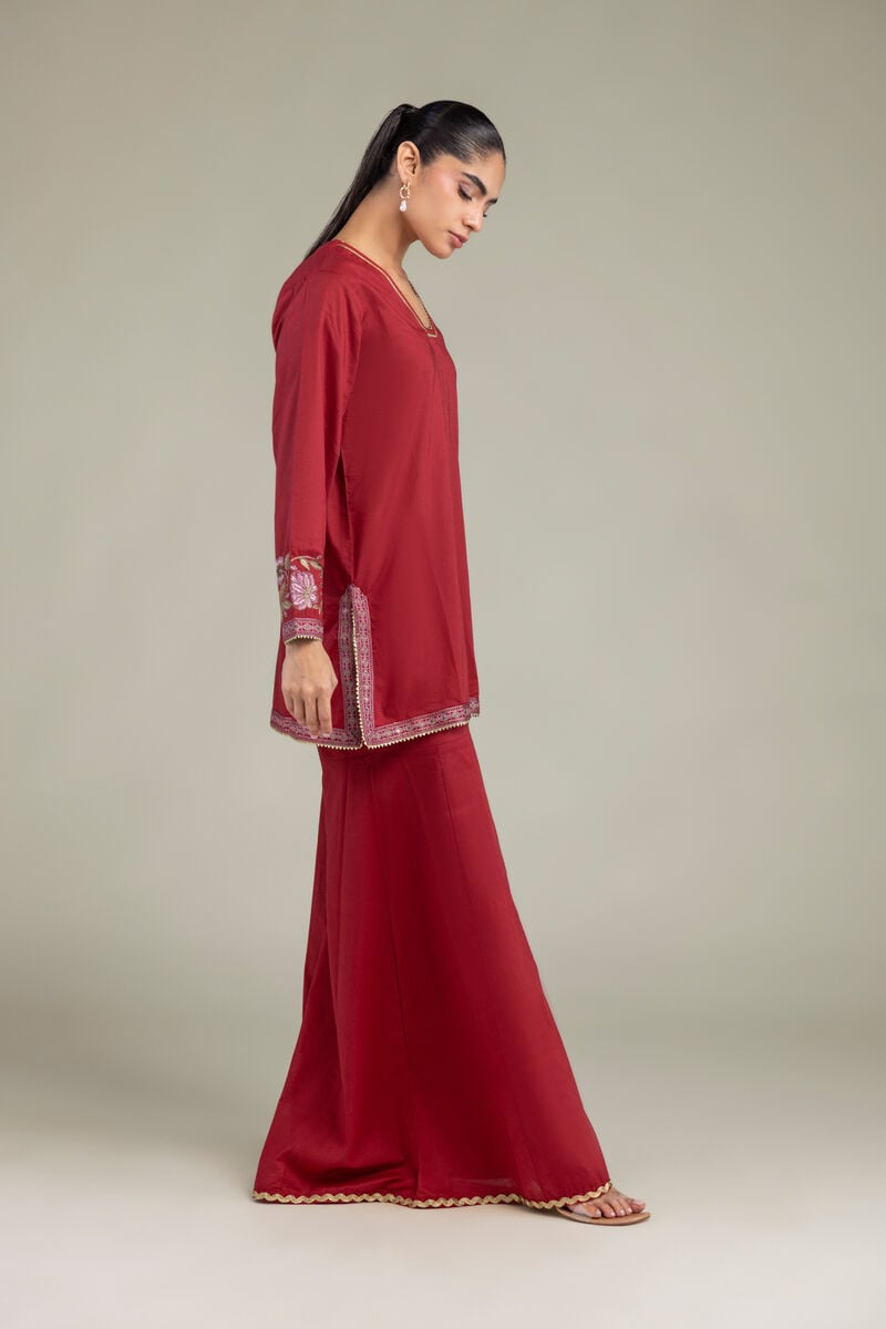 Red Solid Pants