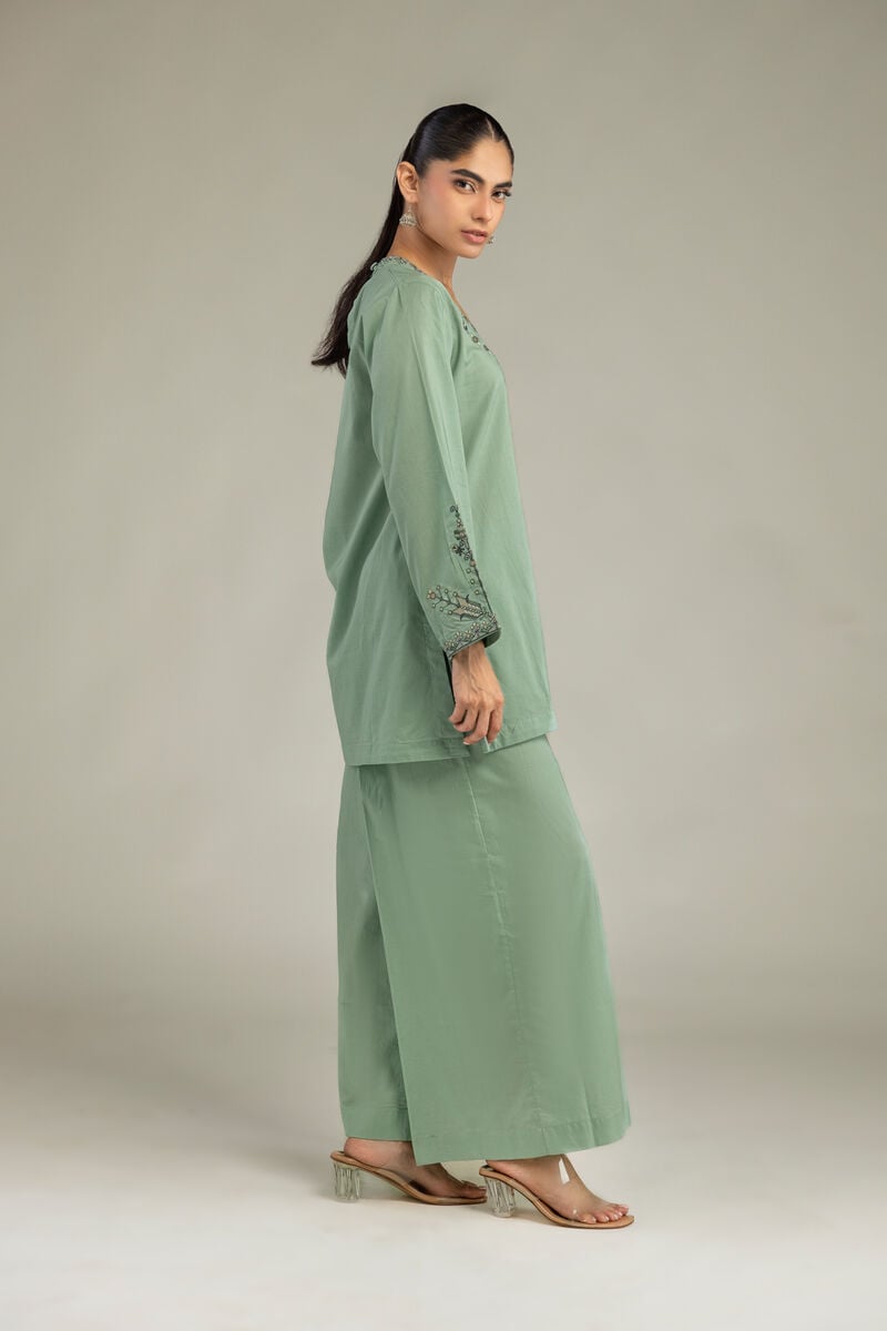 Green Solid Pants