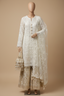4pc Embroidered and Embellished White Suit