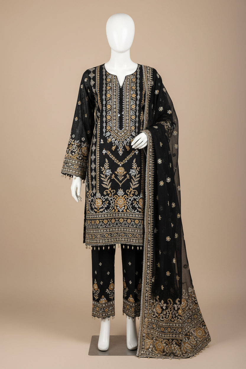 3pc Lawn Embroidered Chicken Kari Suit Main image