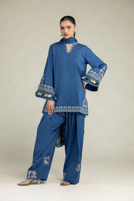 Floral Blue Dupatta